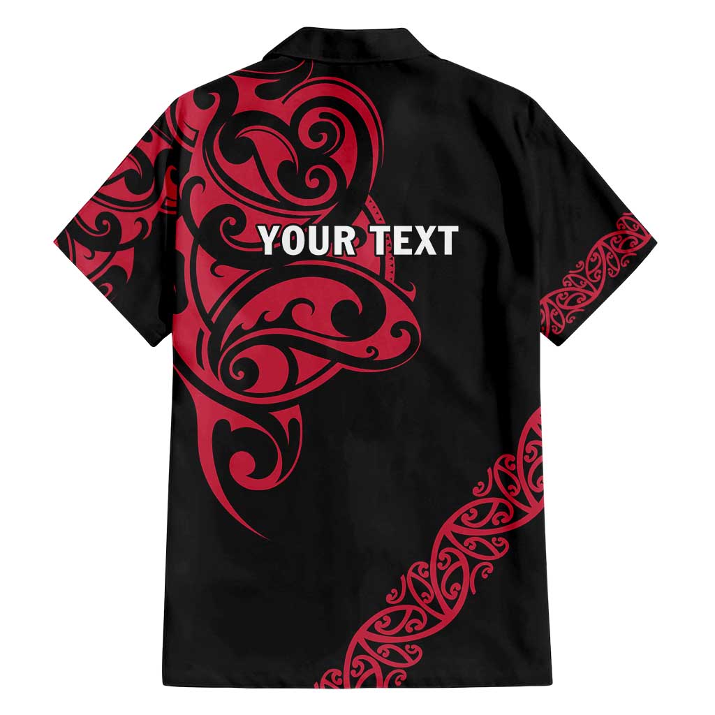 All Black Maori Tribal Tattoo Personalised Family Matching Puletasi and Hawaiian Shirt Classic Red Polynesian Style - Polynesian Pride