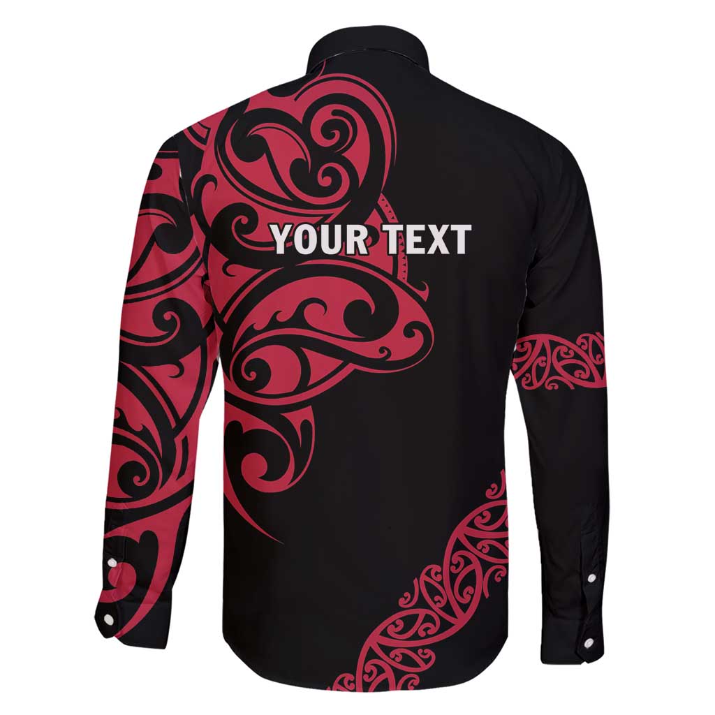 All Black Maori Tribal Tattoo Personalised Family Matching Short Sleeve Bodycon Dress and Hawaiian Shirt Classic Red Polynesian Style LT9 - Polynesian Pride
