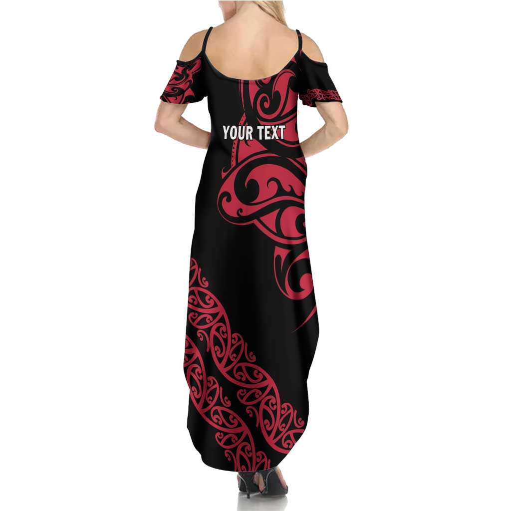 All Black Maori Tribal Tattoo Personalised Family Matching Summer Maxi Dress and Hawaiian Shirt Classic Red Polynesian Style LT9 - Polynesian Pride