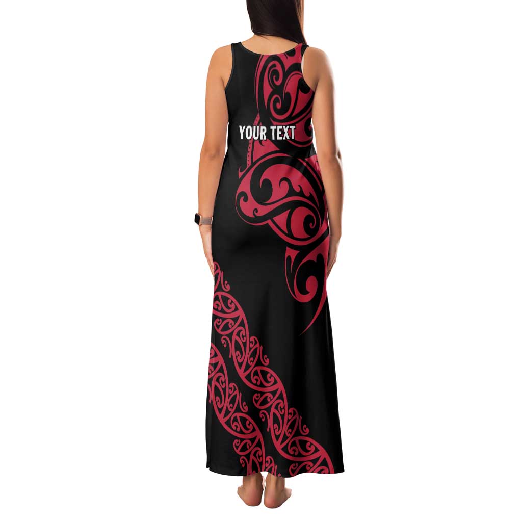 All Black Maori Tribal Tattoo Personalised Family Matching Tank Maxi Dress and Hawaiian Shirt Classic Red Polynesian Style LT9 - Polynesian Pride