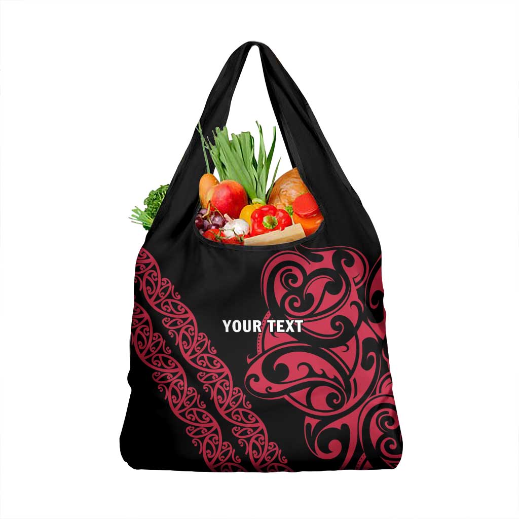 All Black Maori Tribal Tattoo Personalised Grocery Bag Classic Red Polynesian Style LT9 1-pack One Size Red - Polynesian Pride