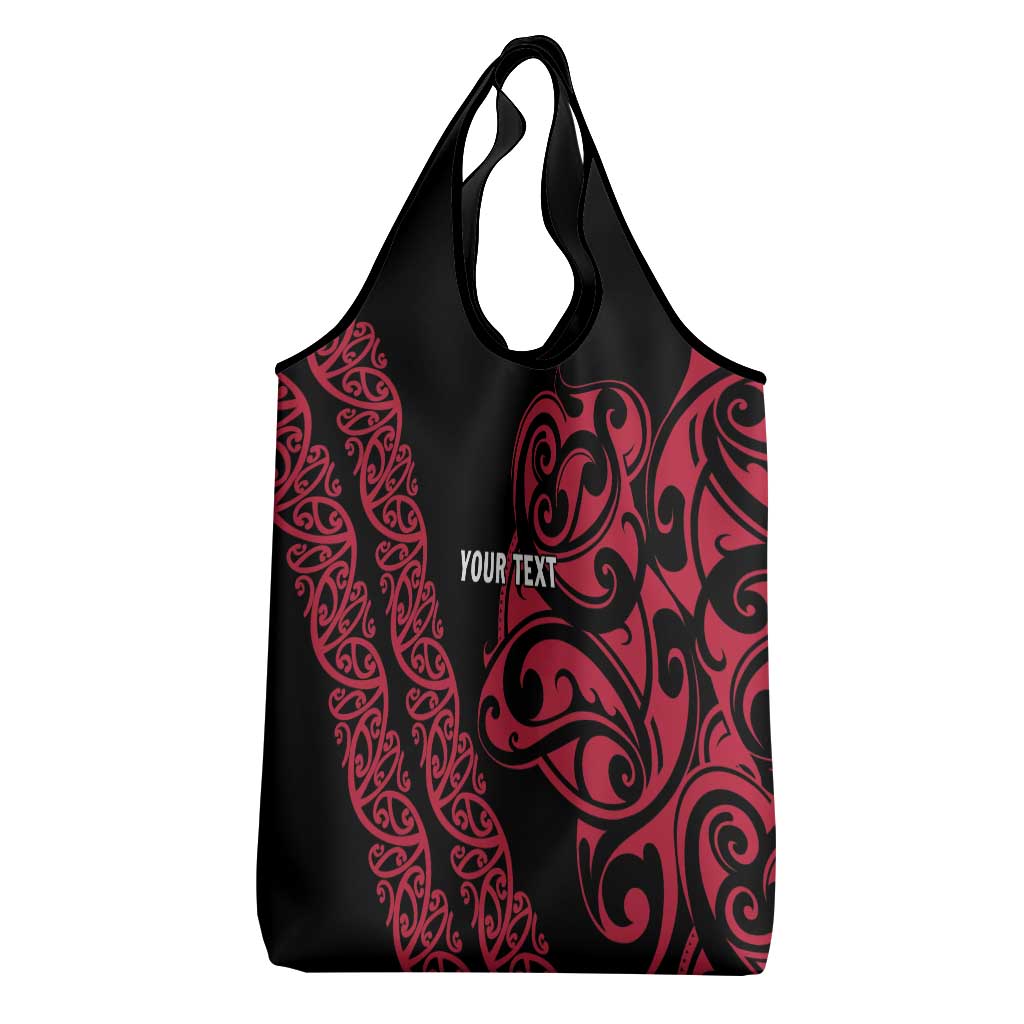 All Black Maori Tribal Tattoo Personalised Grocery Bag Classic Red Polynesian Style LT9 - Polynesian Pride