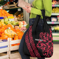 All Black Maori Tribal Tattoo Personalised Grocery Bag Classic Red Polynesian Style LT9 - Polynesian Pride