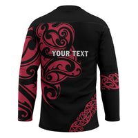 All Black Maori Tribal Tattoo Personalised Hockey Jersey Classic Red Polynesian Style - Polynesian Pride