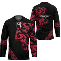 All Black Maori Tribal Tattoo Personalised Hockey Jersey Classic Red Polynesian Style - Polynesian Pride