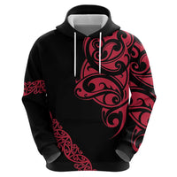 All Black Maori Tribal Tattoo Personalised Hoodie Classic Red Polynesian Style - Polynesian Pride