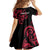 All Black Maori Tribal Tattoo Personalised Kid Short Sleeve Dress Classic Red Polynesian Style - Polynesian Pride