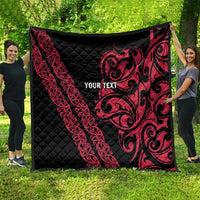 All Black Maori Tribal Tattoo Personalised Quilt Classic Red Polynesian Style - Polynesian Pride