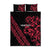 All Black Maori Tribal Tattoo Personalised Quilt Bed Set Classic Red Polynesian Style - Polynesian Pride