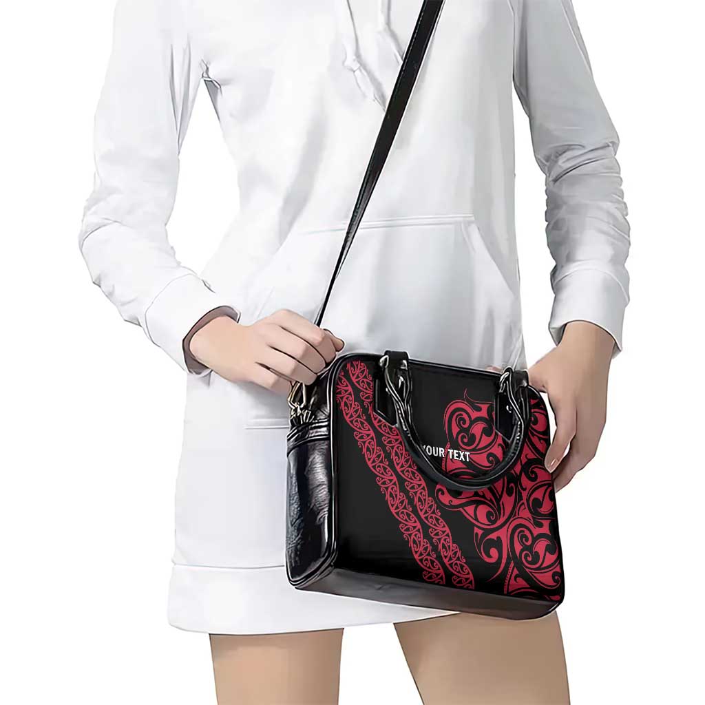 All Black Maori Tribal Tattoo Personalised Shoulder Handbag Classic Red Polynesian Style - Polynesian Pride