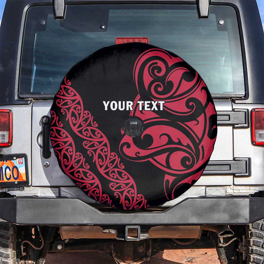 All Black Maori Tribal Tattoo Personalised Spare Tire Cover Classic Red Polynesian Style - Polynesian Pride