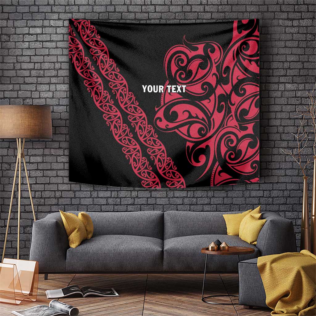 All Black Maori Tribal Tattoo Personalised Tapestry Classic Red Polynesian Style - Polynesian Pride