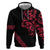 All Black Maori Tribal Tattoo Personalised Zip Hoodie Classic Red Polynesian Style - Polynesian Pride