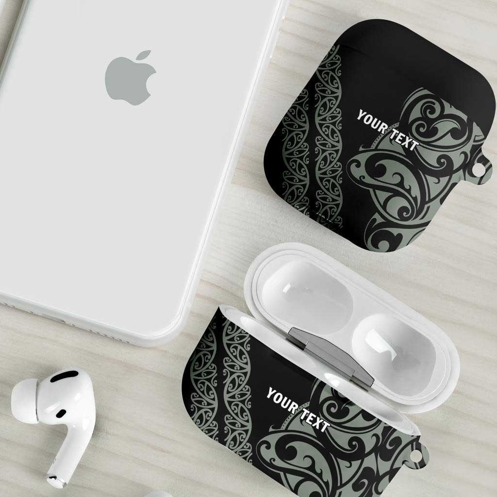 All Black Maori Tribal Tattoo Personalised AirPods Case Moss Green Polynesian Style LT9 - Polynesian Pride