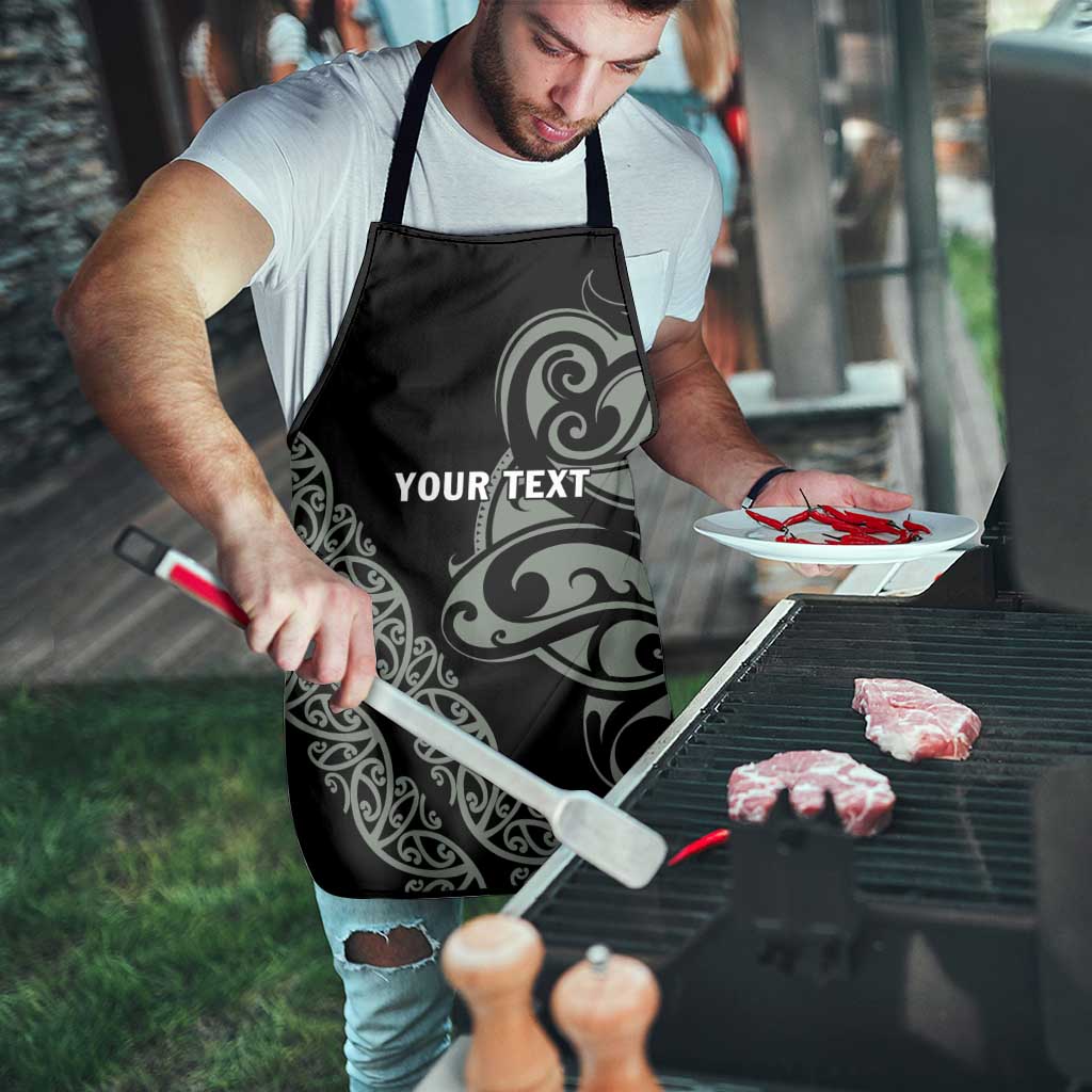 All Black Maori Tribal Tattoo Personalised Apron Moss Green Polynesian Style - Polynesian Pride