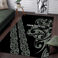 All Black Maori Tribal Tattoo Personalised Area Rug Moss Green Polynesian Style LT9 Green - Polynesian Pride