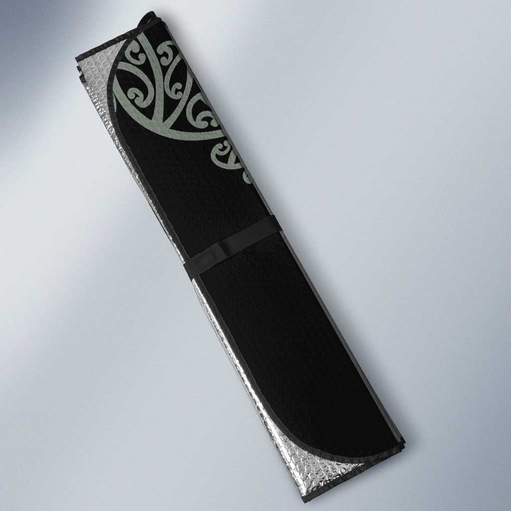 All Black Maori Tribal Tattoo Personalised Auto Sun Shade Moss Green Polynesian Style - Polynesian Pride