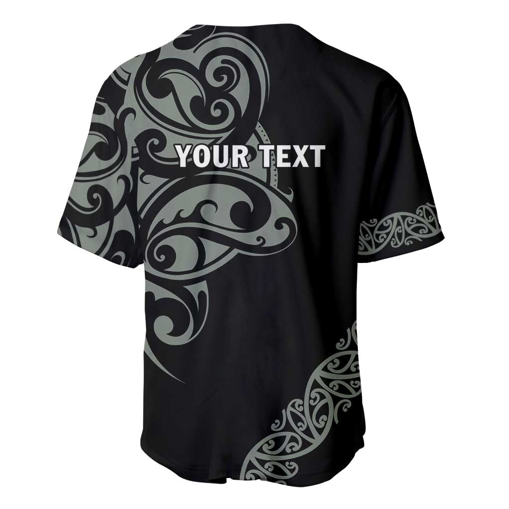 All Black Maori Tribal Tattoo Personalised Baseball Jersey Moss Green Polynesian Style LT9 - Polynesian Pride