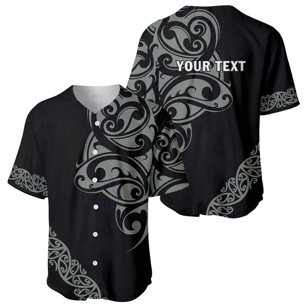 All Black Maori Tribal Tattoo Personalised Baseball Jersey Moss Green Polynesian Style LT9 - Polynesian Pride