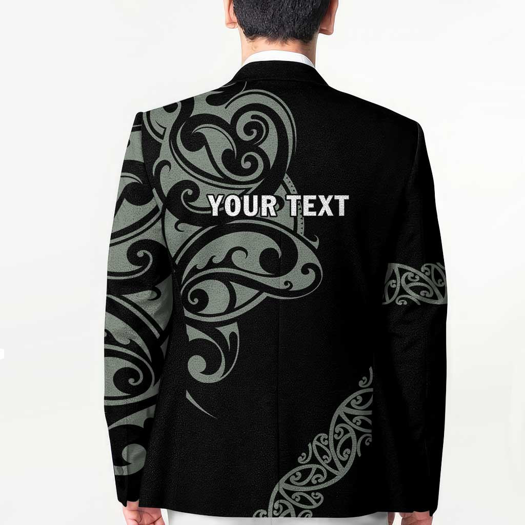 All Black Maori Tribal Tattoo Personalised Blazer Moss Green Polynesian Style - Polynesian Pride