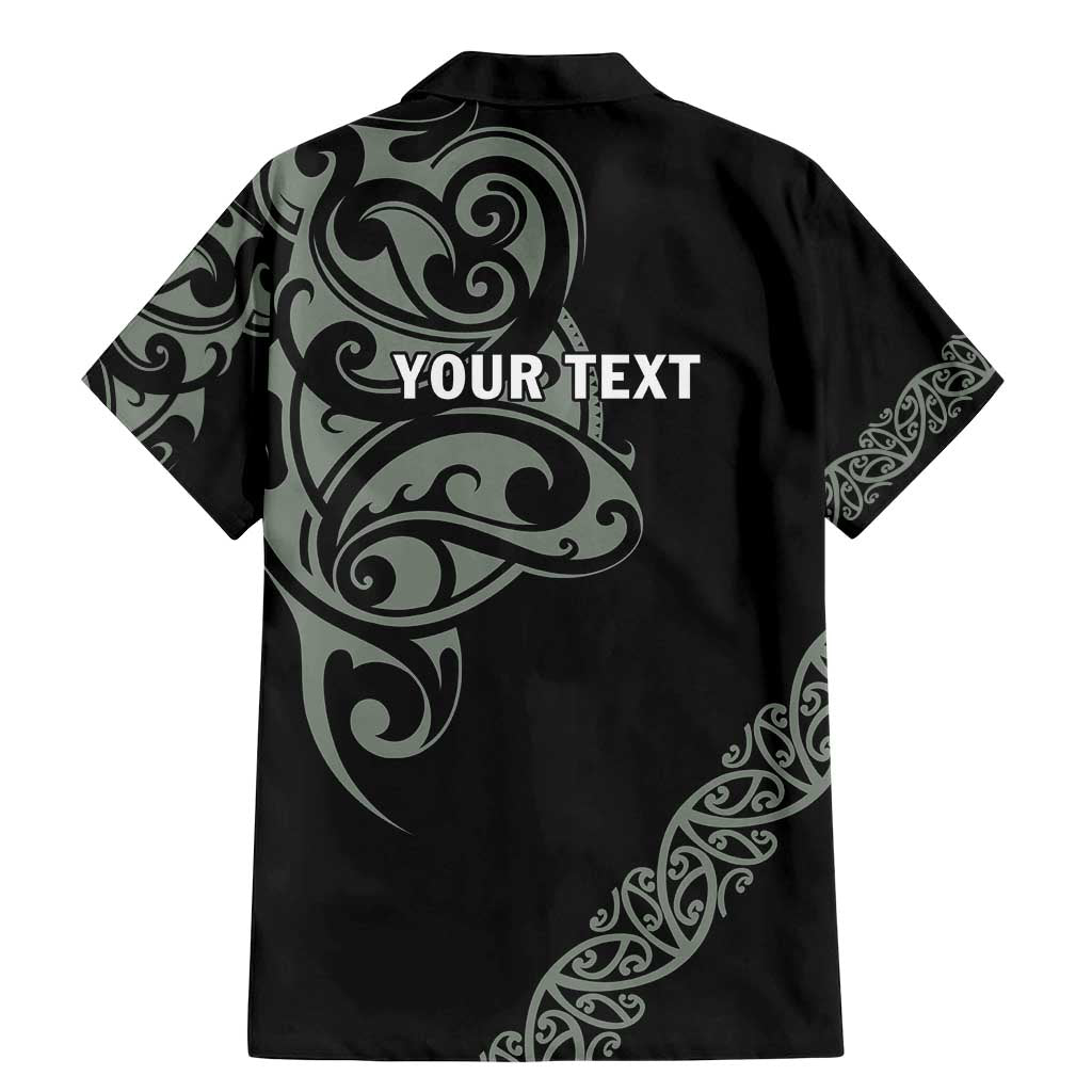 All Black Maori Tribal Tattoo Personalised Family Matching Mermaid Dress and Hawaiian Shirt Moss Green Polynesian Style LT9 - Polynesian Pride