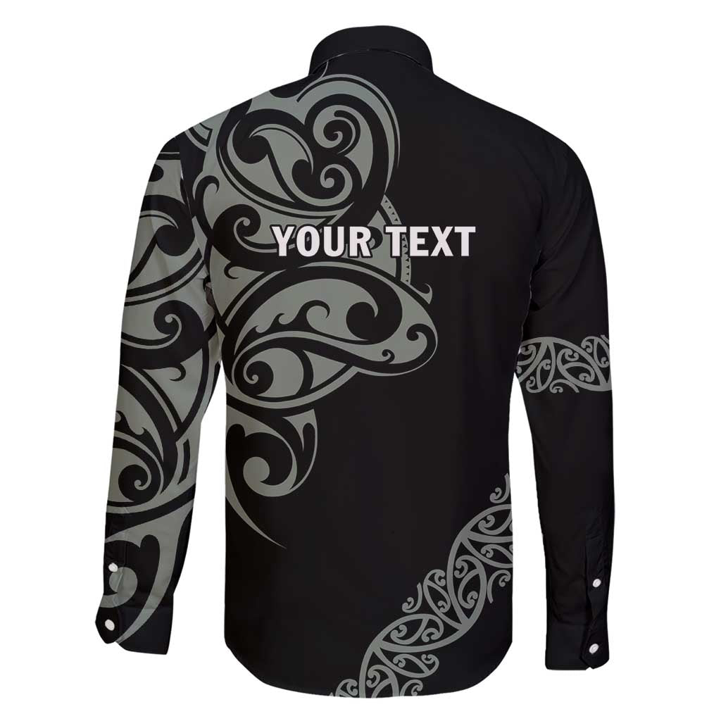 All Black Maori Tribal Tattoo Personalised Family Matching Short Sleeve Bodycon Dress and Hawaiian Shirt Moss Green Polynesian Style LT9 - Polynesian Pride