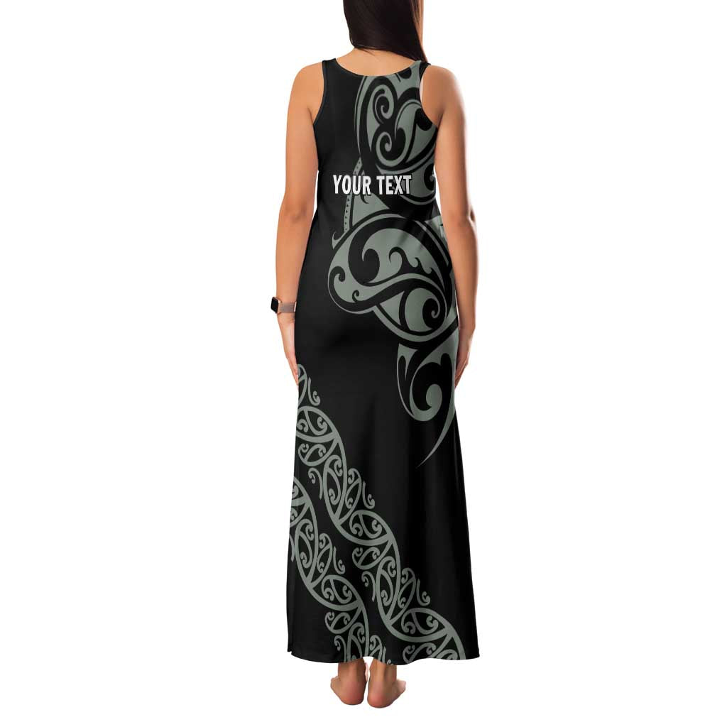 All Black Maori Tribal Tattoo Personalised Family Matching Tank Maxi Dress and Hawaiian Shirt Moss Green Polynesian Style LT9 - Polynesian Pride