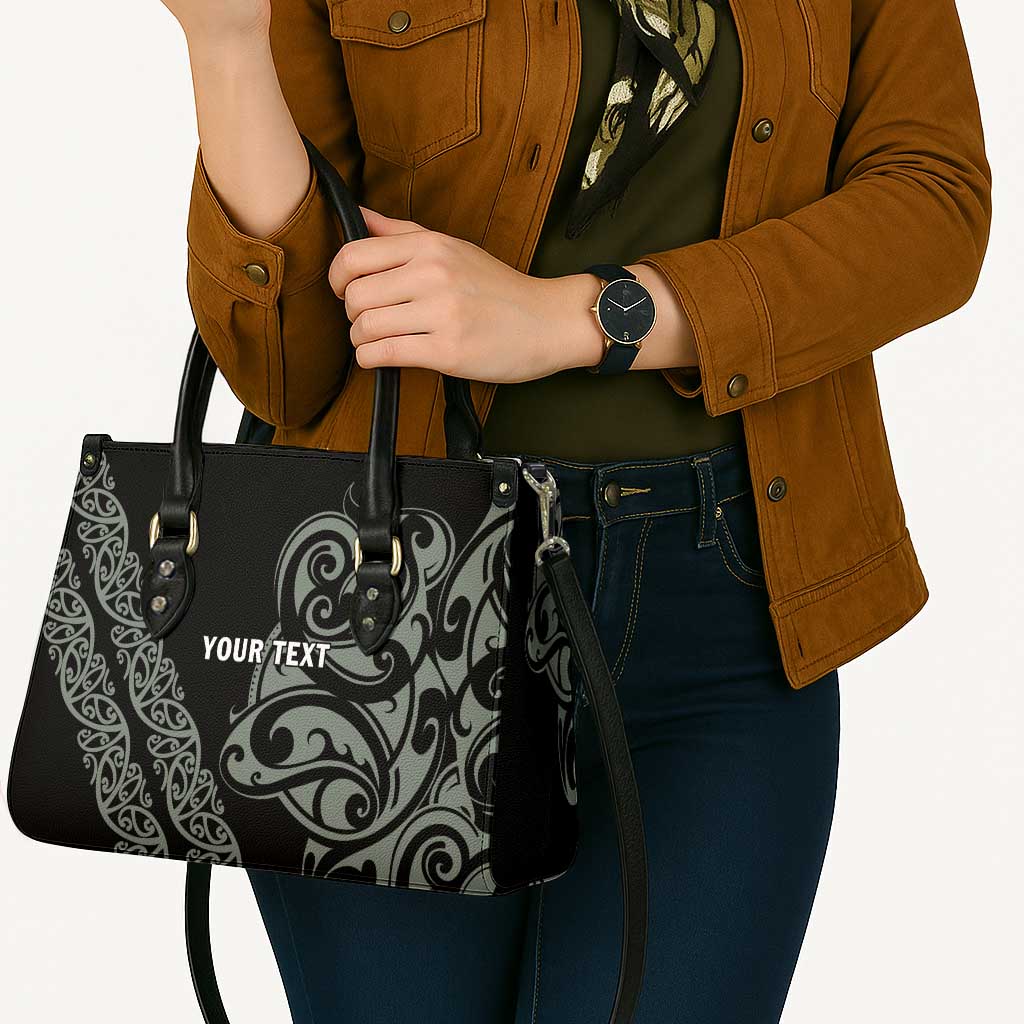 All Black Maori Tribal Tattoo Personalised Leather Bag Moss Green Polynesian Style - Polynesian Pride
