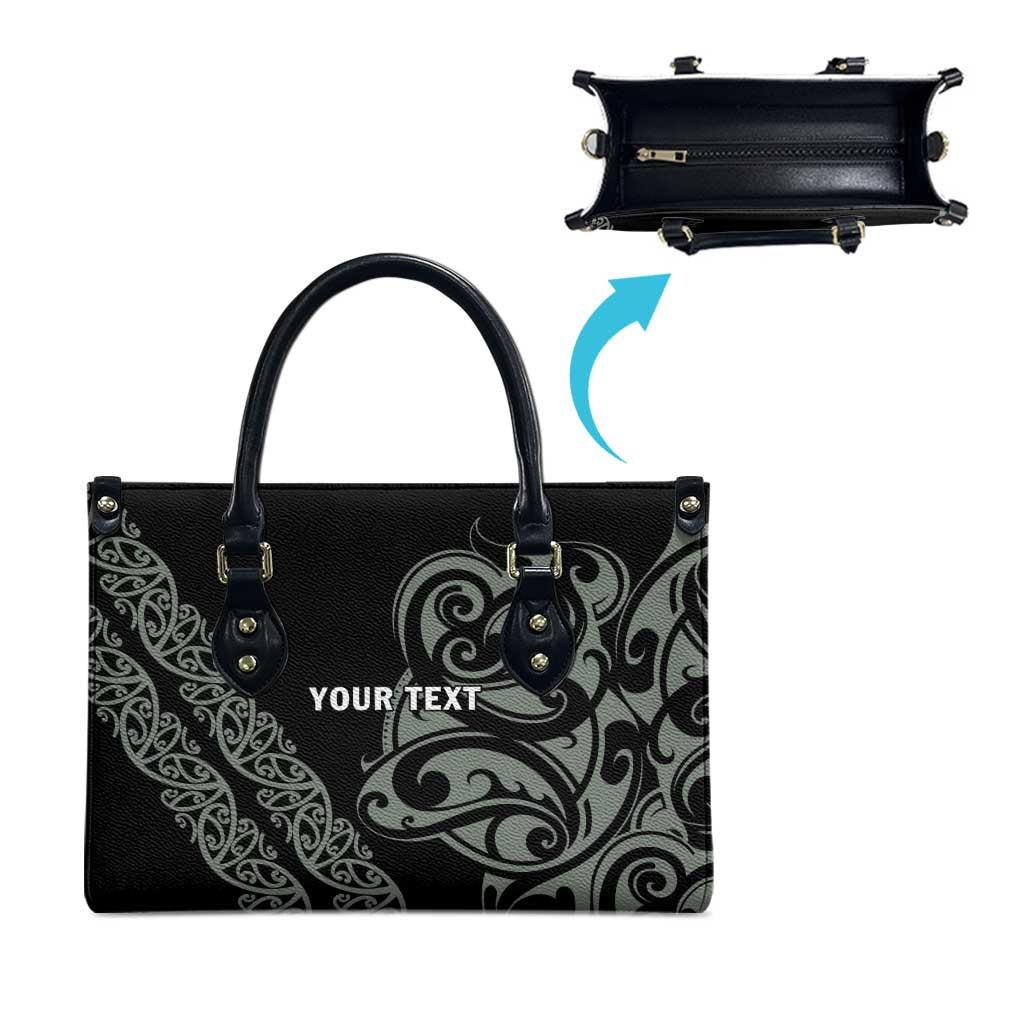 All Black Maori Tribal Tattoo Personalised Leather Bag Moss Green Polynesian Style - Polynesian Pride