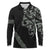 All Black Maori Tribal Tattoo Personalised Long Sleeve Polo Shirt Moss Green Polynesian Style - Polynesian Pride