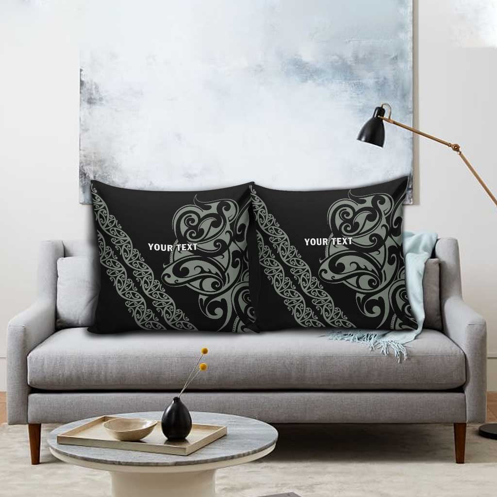 All Black Maori Tribal Tattoo Personalised Pillow Cover Moss Green Polynesian Style - Polynesian Pride