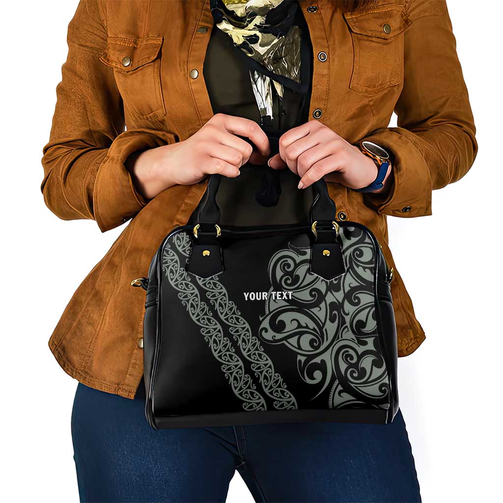 All Black Maori Tribal Tattoo Personalised Shoulder Handbag Moss Green Polynesian Style - Polynesian Pride