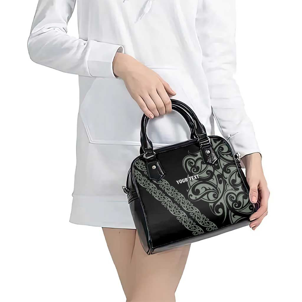 All Black Maori Tribal Tattoo Personalised Shoulder Handbag Moss Green Polynesian Style - Polynesian Pride