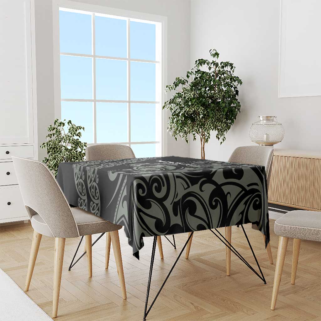 All Black Maori Tribal Tattoo Personalised Tablecloth Moss Green Polynesian Style - Polynesian Pride