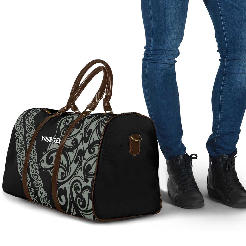 All Black Maori Tribal Tattoo Personalised Travel Bag Moss Green Polynesian Style - Polynesian Pride