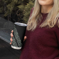 All Black Maori Tribal Tattoo Personalised Tumbler Cup Moss Green Polynesian Style - Polynesian Pride