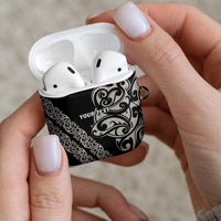 All Black Maori Tribal Tattoo Personalised AirPods Case Stone Gray Polynesian Style - Polynesian Pride