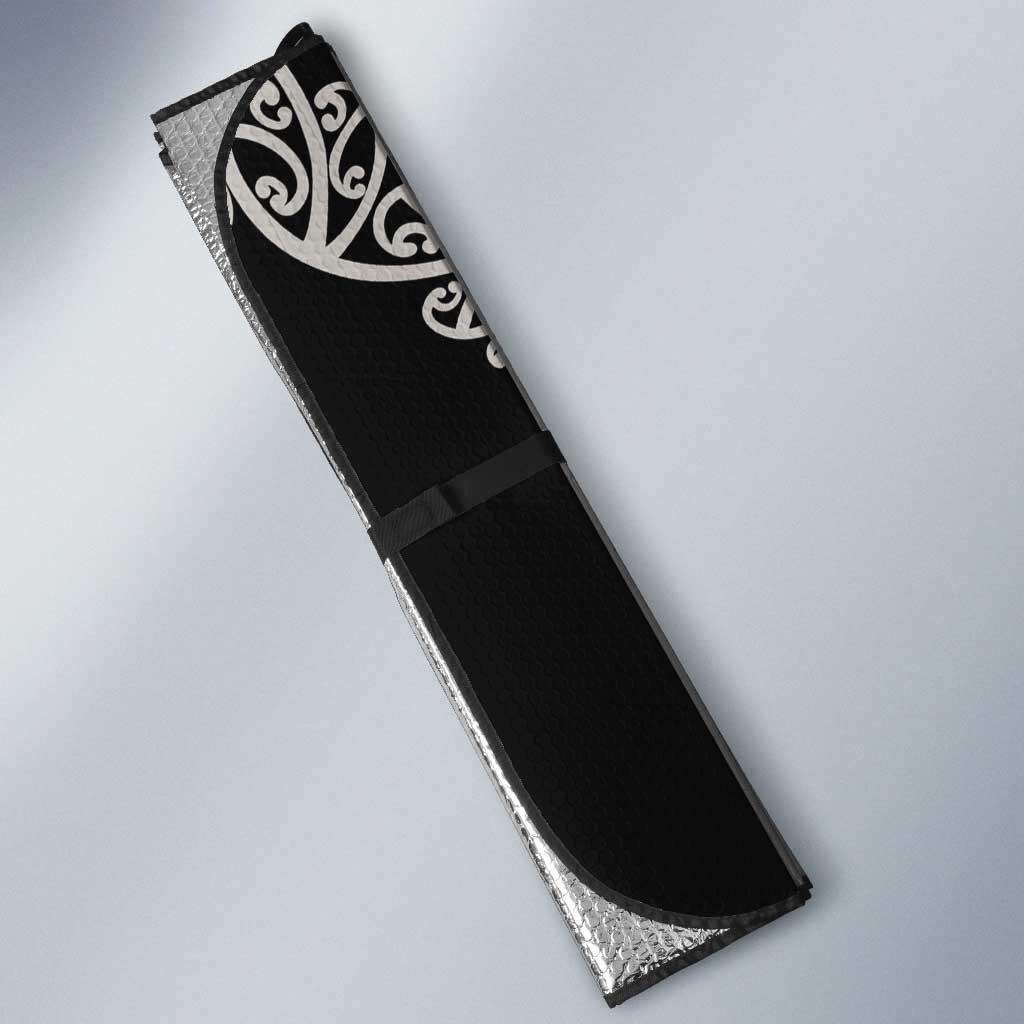 All Black Maori Tribal Tattoo Personalised Auto Sun Shade Stone Gray Polynesian Style - Polynesian Pride