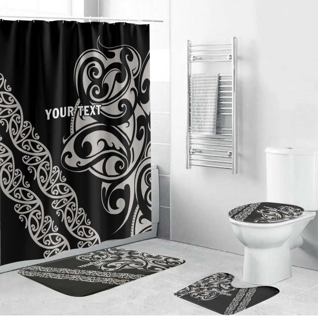 All Black Maori Tribal Tattoo Personalised Bathroom Set Stone Gray Polynesian Style - Polynesian Pride