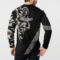 All Black Maori Tribal Tattoo Personalised Button Sweatshirt Stone Gray Polynesian Style - Polynesian Pride