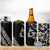 All Black Maori Tribal Tattoo Personalised 4 in 1 Can Cooler Tumbler Stone Gray Polynesian Style - Polynesian Pride