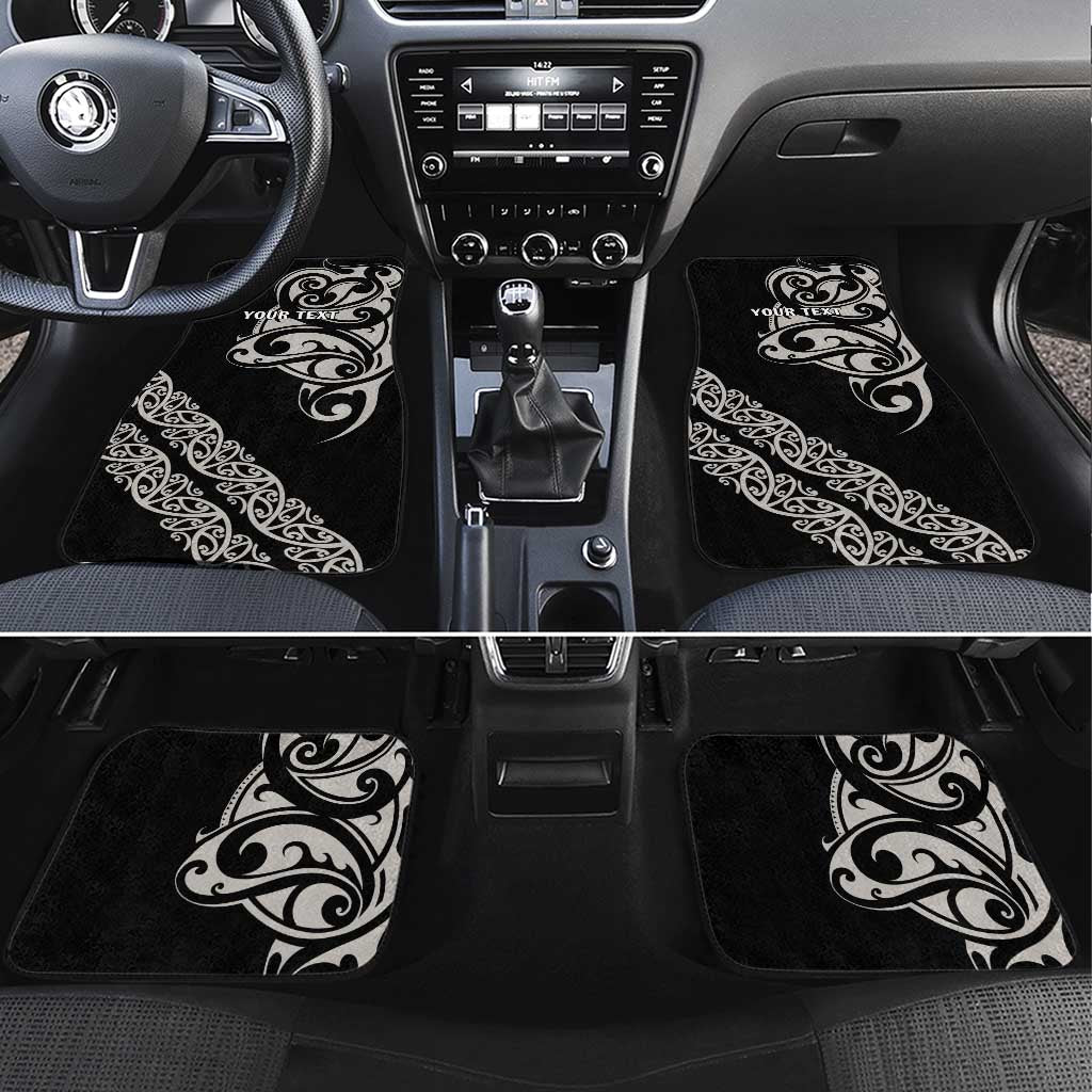 All Black Maori Tribal Tattoo Personalised Car Mats Stone Gray Polynesian Style LT9 Set 4pcs Gray - Polynesian Pride
