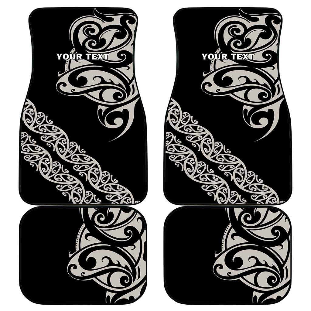 All Black Maori Tribal Tattoo Personalised Car Mats Stone Gray Polynesian Style LT9 - Polynesian Pride