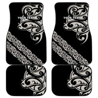 All Black Maori Tribal Tattoo Personalised Car Mats Stone Gray Polynesian Style LT9 - Polynesian Pride