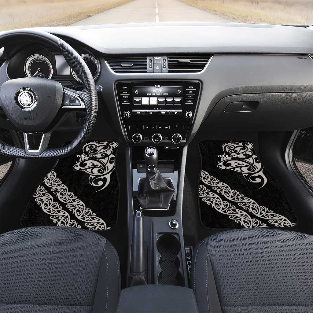 All Black Maori Tribal Tattoo Personalised Car Mats Stone Gray Polynesian Style LT9 Set 2pcs - Front Gray - Polynesian Pride