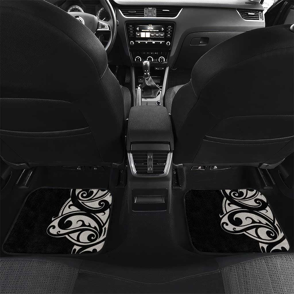 All Black Maori Tribal Tattoo Personalised Car Mats Stone Gray Polynesian Style LT9 Set 2pcs - Back Gray - Polynesian Pride