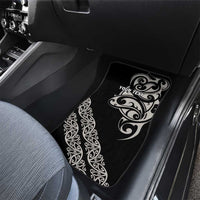 All Black Maori Tribal Tattoo Personalised Car Mats Stone Gray Polynesian Style LT9 - Polynesian Pride