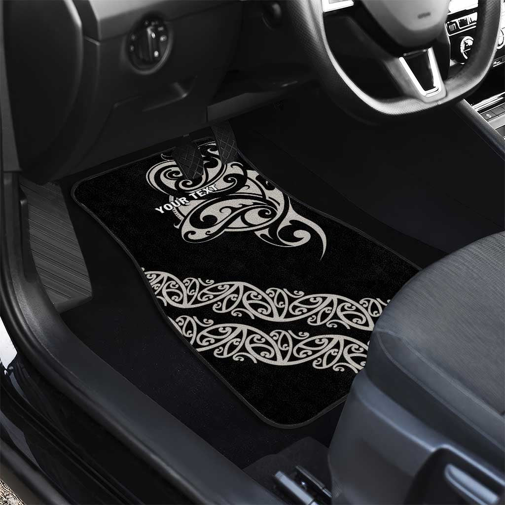 All Black Maori Tribal Tattoo Personalised Car Mats Stone Gray Polynesian Style LT9 - Polynesian Pride