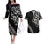 All Black Maori Tribal Tattoo Personalised Couples Matching Off The Shoulder Long Sleeve Dress and Hawaiian Shirt Stone Gray Polynesian Style - Polynesian Pride