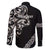 All Black Maori Tribal Tattoo Personalised Family Matching Off Shoulder Maxi Dress and Hawaiian Shirt Stone Gray Polynesian Style - Polynesian Pride